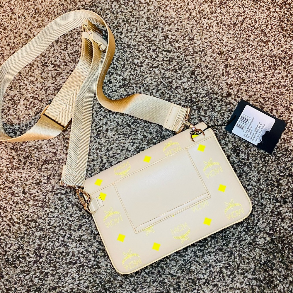 NEW! MCM Millie Yellow Small Color Splash Logo Leather Crossbody Bag - Picture 10 of 17